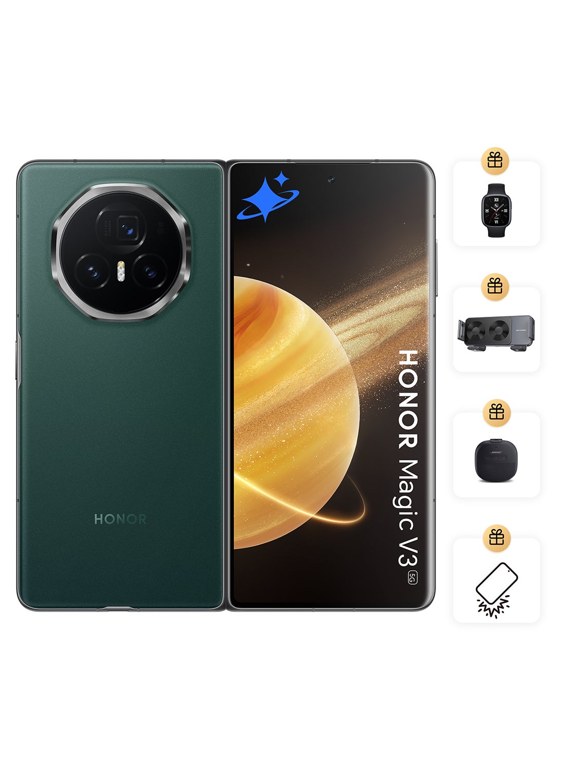 Magic V3 Dual SIM Green 12GB RAM 512GB 5G With Free Gifts And Screen Protection - Middle East Version