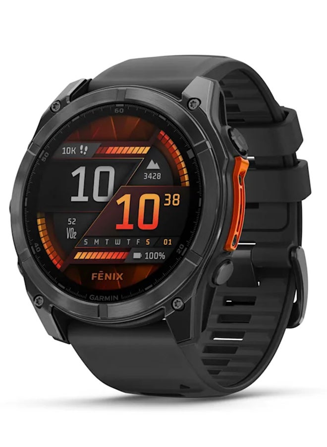 Fenix 8 - 51MM - Up To 29 Days Battery Life - 1.4"inch Amoled Display, Scratch Resistant, Sapphire Crystal, Heart Rate Monitor, All Day Stress Monitor, Offline Voice Command, Calling Features, Super Bright Led Flashlight, iOS and Android Compatible Slate Gray