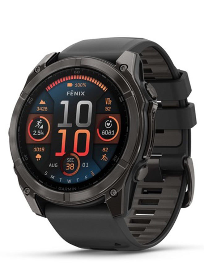 Fenix 8 - 51MM - Up To 29 Days Battery Life - 1.4"inch Amoled Display, Scratch Resistant, Sapphire Crystal, Heart Rate Monitor, All Day Stress Monitor, Offline Voice Command, Calling Features, Super Bright LED Flashlight, iOS and Android Compatible Carbon Gray