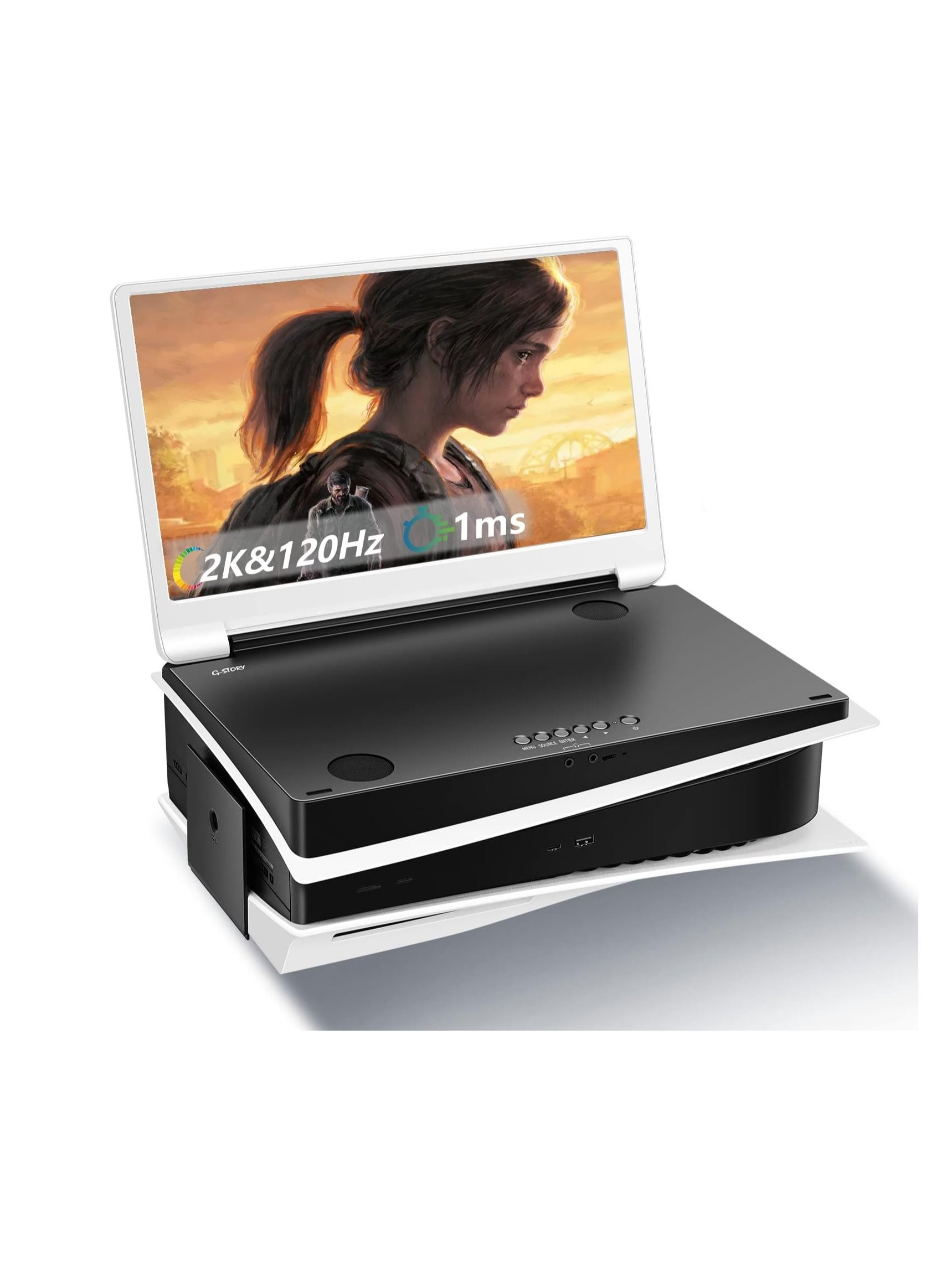 G-STORY 15.6" Inch IPS 2K 120Hz Portable Monitor Gaming Display Integrated with PS5(not Included) 2560X1440 with 2 HDMI Ports,FreeSync,Built-in 2 of Multimedia Stereo Speaker,UL (2K&120Hz)