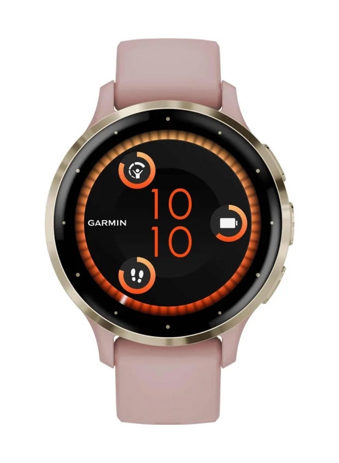 Venu 3S - 41MM - Up To 10 Days Battery Life - 1.2"inch Amoled Display, Scratch Resistant, Corning® Gorilla® Glass 3, Heart Rate Monitor, Stress Tracking,  Built-in Sports Apps, Advanced GPS Features, iOS and Android Compatible SOFT GOLD STAINLESS STEEL BEZEL WITH DUST ROSE CASE AND SILICONE BAND