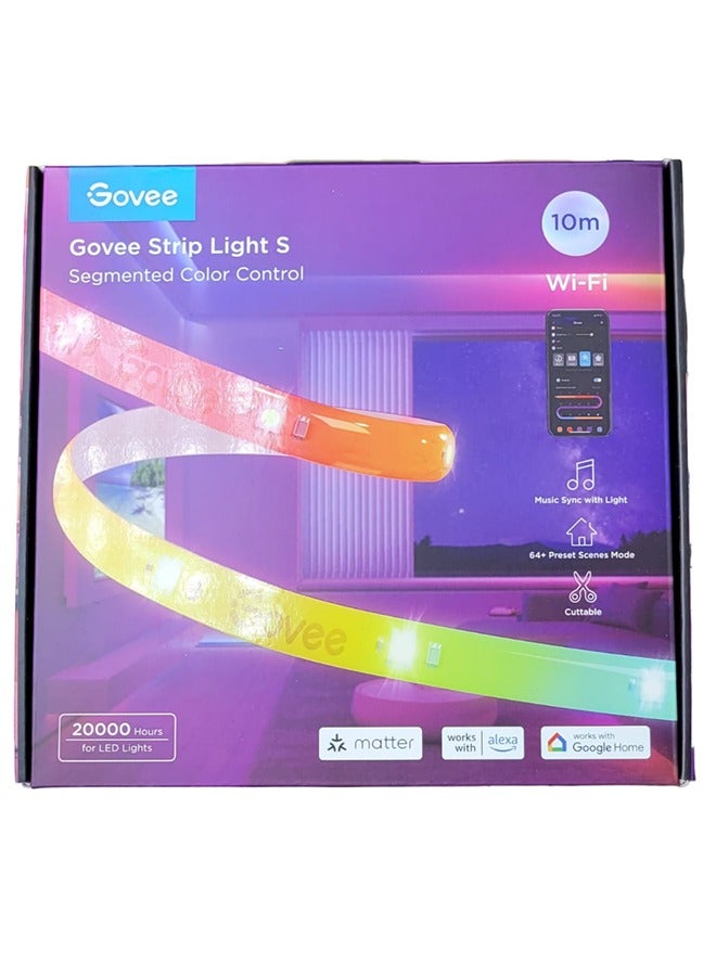 LED Strip Light S, RGBICW Technology, 64+ Scene Modes, Smart App Control, Transparent Protective Epoxy Coating, IP67 Rated Protection, 10m Length | H612CBD1