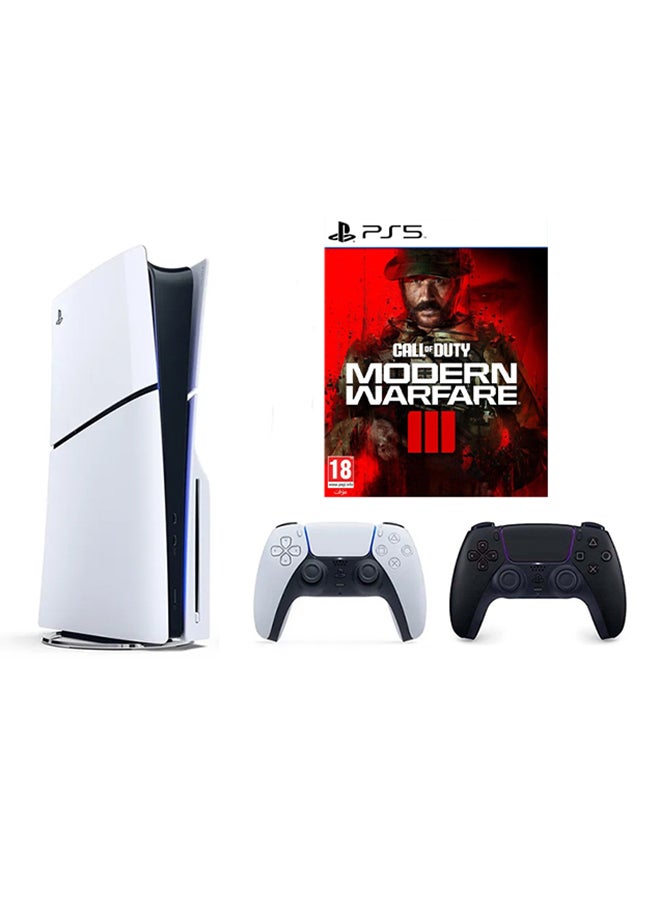 PlayStation 5 Slim Disc Console with Extra Black Controller and Call of Duty: Modern Warfare III Bundle
