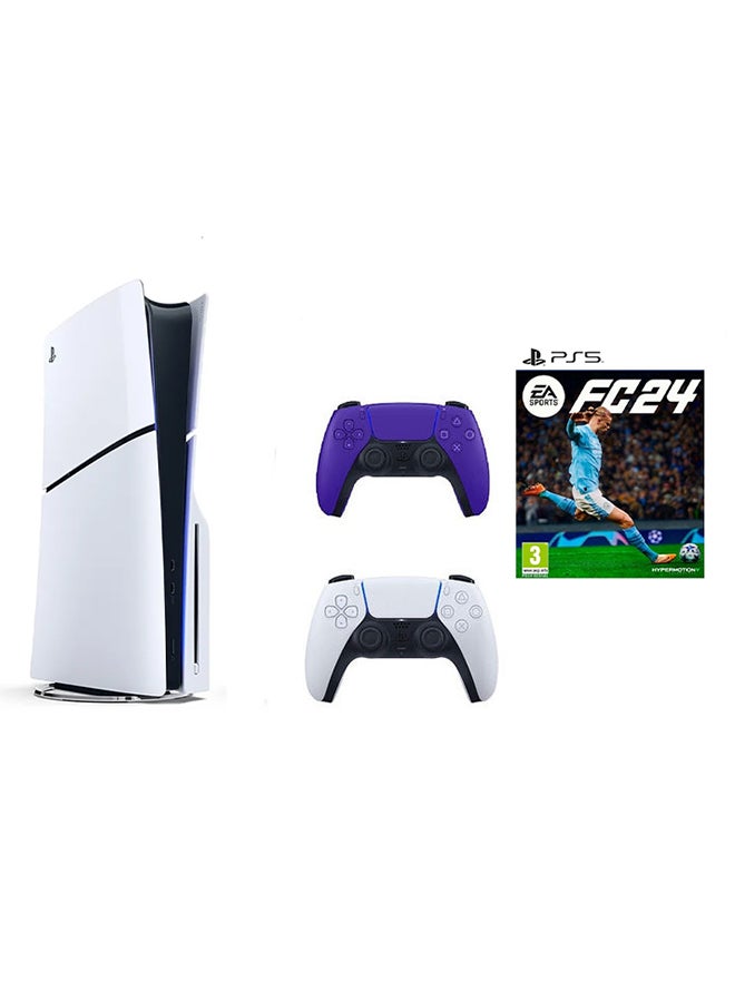 PlayStation 5 Disc Slim Console With Extra Purple Controller And FC 24