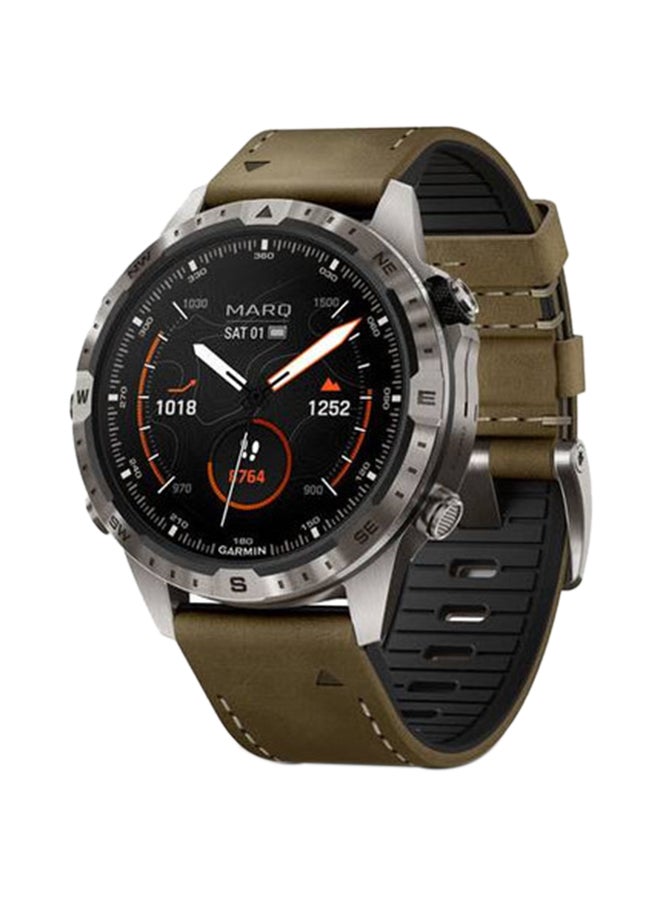 Marq Adventurer Gen 2 - Ultimate Luxury Smartwatch - 46MM - Grade 5 Titanium Material, Up To 16 Days Battery Life - 1.2"inch Amoled Display, Scratch Resistant, Domed Sapphire Crystal, 20+ Adventure Tracking Features, Advanced GPS Features, Built-in GNSS and Sports App, iOS and Android Compatible Brown