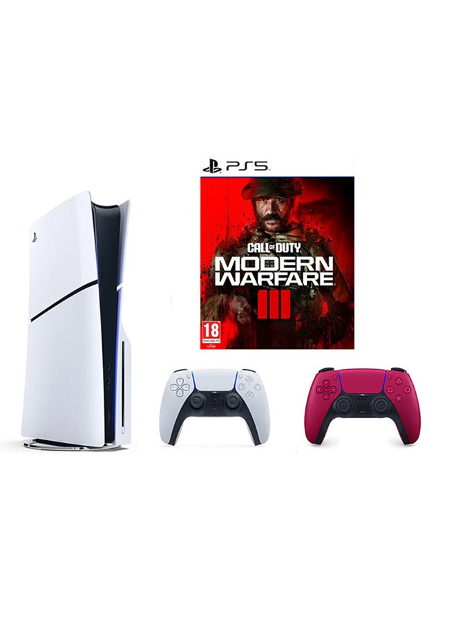 PlayStation 5 Slim Disc Console with Extra Red Controller and Call of Duty: Modern Warfare III Bundle