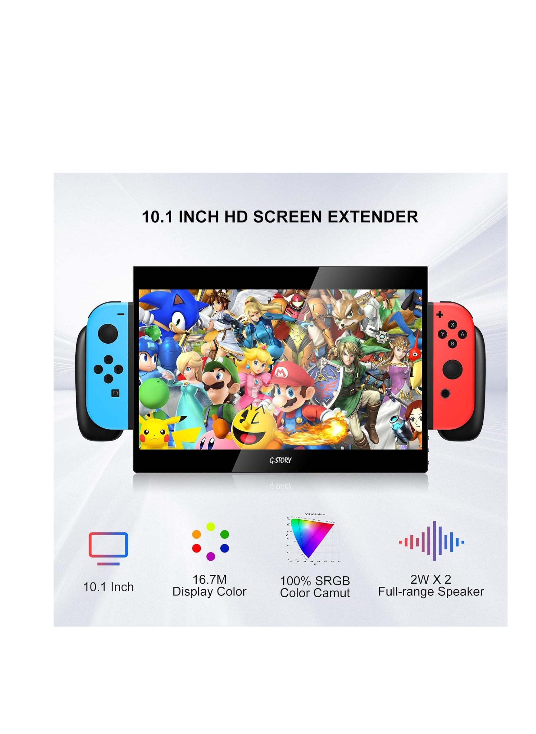 G-STORY 10.1‘’ Portable Monitor for Switch, 1080P Portable Gaming Monitor IPS Screen