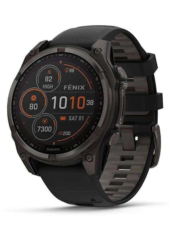 Fenix 8 - 47MM - Up To 48 Days Battery Life With Solar Charging - 1.3"inch Sunlight-Visible, Transflective Memory-In-Pixel (Mip), Scratch Resistant, Power Sapphire™, Heart Rate Monitor, All Day Stress Monitor, Offline Voice Command, Calling Features, Super Bright Led Flashlight, iOS and Android Compatible Carbon Gray