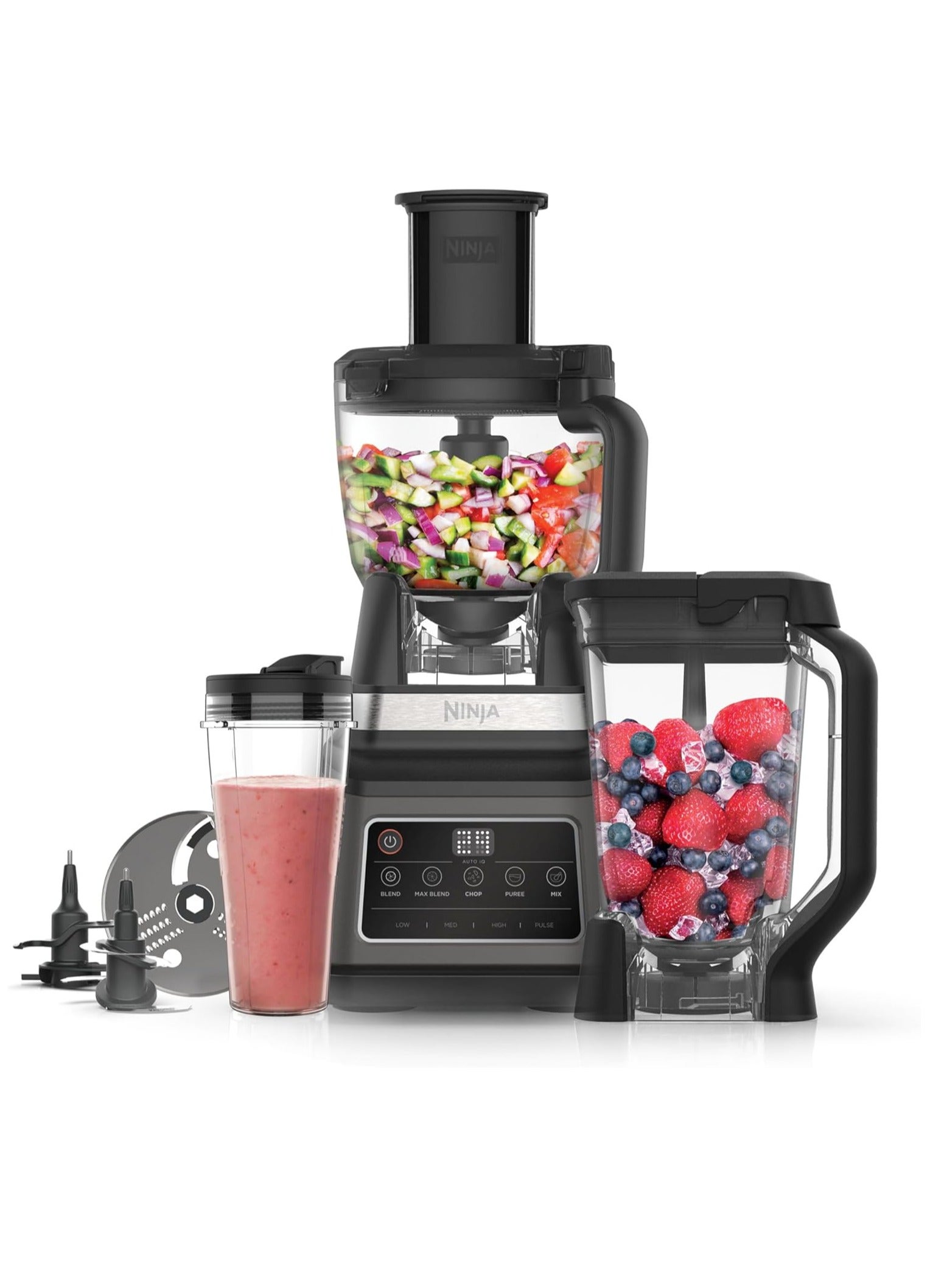 Mixer With Auto-iQ Food Processor Stand Mixer Personal Blender 1200 W 1.8 Litre Container 2.1 Litre Jug 700 ml Cup With Lid 2.1 L 1200 W BN800EU Black/Silver