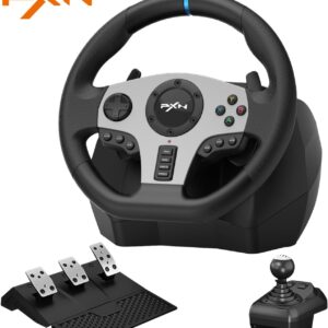 PXN V9 Gaming Steering Wheels,270/900° Driving Sim Racing Wheel,PC Game Steering Wheel with Racing Paddle Shifters,3-pedal Pedals And Gear lever Bundle for Xbox Series X|S,PS3,PS4,PC,Xbox One,NS