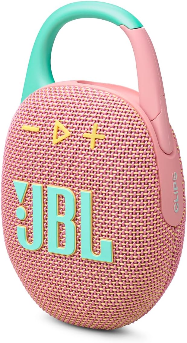 JBL Clip 5 Waterproof Bluetooth Speaker – Ultra-Portable, 12H Playtime, AURACAST (Multi-Speaker Connectivity), JBLCLIP5PINK, Pink