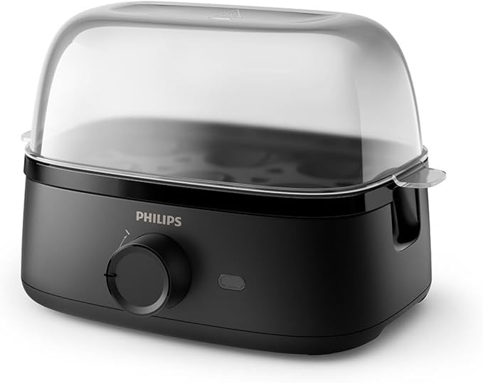 Philips Egg Cooker 3000 Series - 400W, 6 Eggs Capacity, Cooking Levels, Poached Accessory, Ready Signal, Black - HD9137/91